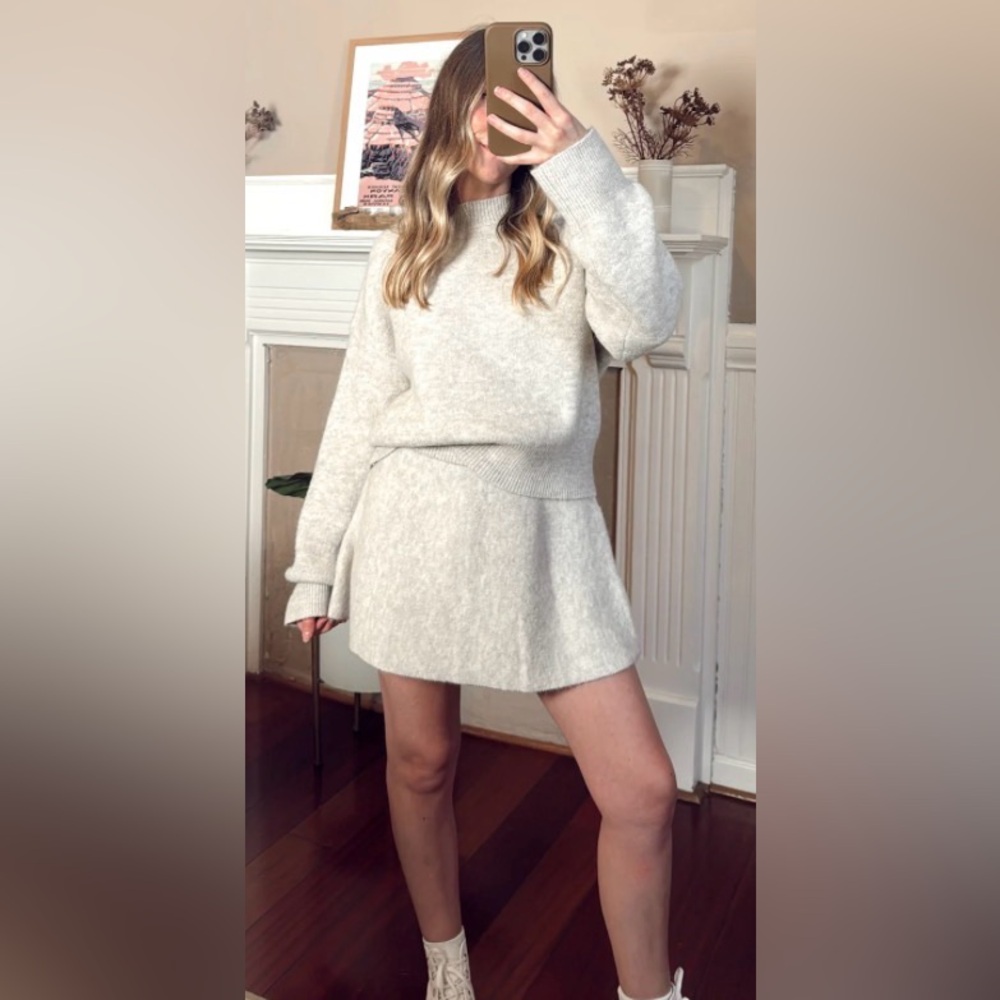 Cozy Cream Sweater and Skirt Set
